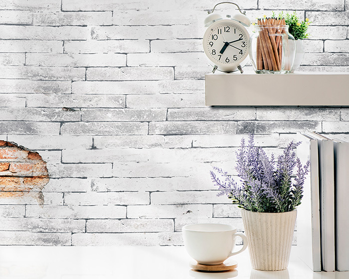 Lavender pot with coffee cup and clock